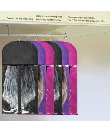 6-Piece Wig Storage Bag Set with Clothes Bars Tanosan Dustproof Hair Extension Bags (Black Purple Rose Red) International Shipping Available - Buy Online on GoSupps.com