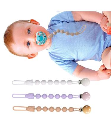 Shop GWAWG 3PCs Silicone Pacifier Chain for Babies - Adjustable Feather Strap in Purple White & Coffee - Perfect for Girls & Young Children - Buy Online on GoSupps.com