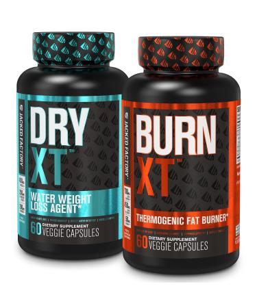 Burn-XT Thermogenic Fat Burner - Weight Loss Supplement & Appetite Suppressant - 60 Capsules & Dry-XT Water Weight Loss Diuretic Pills - Natural Supplement for Reducing Water Retention - 60 Capsules