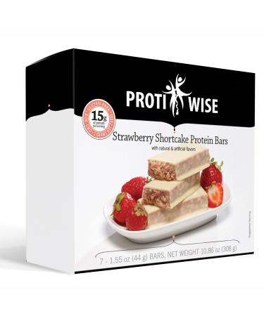 ProtiWise - 15g High Protein Weight Loss Bars for Any Diet (Strawberry Shortcake) | Low Calorie Low Fat Low Sugar (7/Box)
