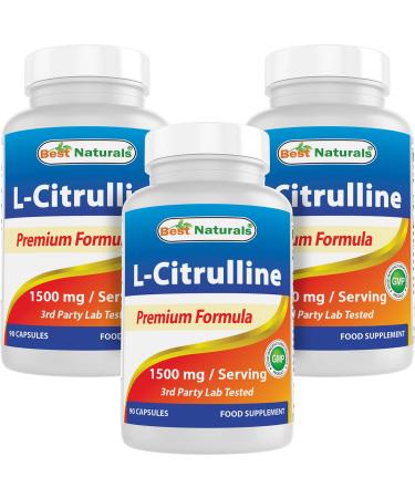 Best Naturals L-Citrulline Capsules - 1500mg/Serving - Non-GMO - Gluten Free - 90 Capsules (90 Count (Pack of 3)) - Buy Online on GoSupps.com