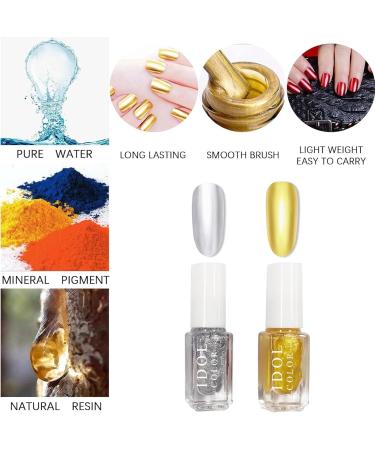 Metal Nail Polish - Mirror Nail Varnish Set - Silver Nail Polish and Gold Nail Varnish - Quick Drying Metallic Effect Nail Art Polish - Metallic Effect Nail Art Polish Non-Peelable - No UV Needed silver and gold - Buy Online on GoSupps.com