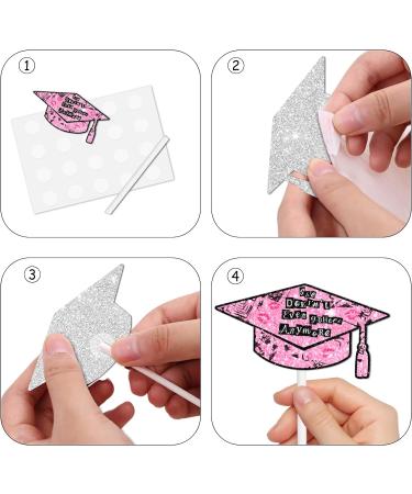 18pcs Pink Glitter Dessert Cupcake Topper Congrats Class of 2024 Theme Decorations Girls College Graduation Party Decor Supplies - Buy Online on GoSupps.com