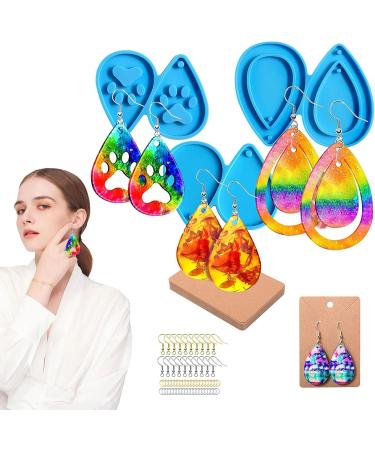 5 PCs Resin Earring Shapes Mold | DIY Pendant Kit for Earrings & Necklaces - 3 Pair Tear Designs - Buy Online on GoSupps.com