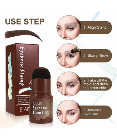Lavan Eyebrow Stamp Stencil Kit - Long Lasting Waterproof Makeup Tools with 10 Reusable Stencils, 2 Brushes - Dark Brown 13 Piece Set - Buy Online on GoSupps.com
