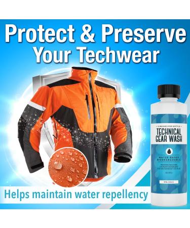 Technical Gear Wash - 5 Loads Concentrated Detergent for DWR Clothing | Safe & Effective Water Repellent Wash | USA Made 8 oz - Buy Online on GoSupps.com