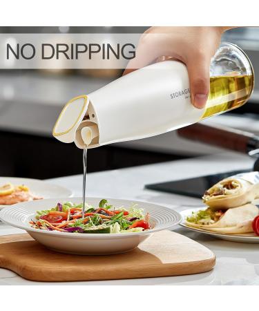 TYPZSS 17oz Auto Flip Kitchen Oil Bottles For Olive Oil And Vinegar By Glass And Silicone High Appearance Level Single-Handed Grab Oil Bottle Gift (White) - Buy Online on GoSupps.com