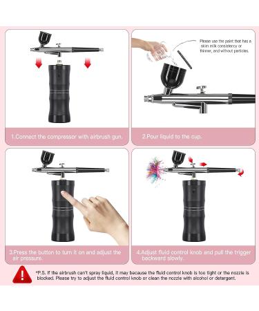 Portable Cordless Airbrush Kit for Makeup, Cake Decorating, Nail Art - Rechargeable Handheld Gun Set in Black | Ideal for Model Painting, Tattoos, and Manicures - Buy Online on GoSupps.com