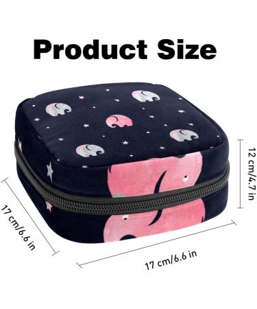 Cute Elephant Sanitary Napkin Storage Bag - Large Zippered Organizer for Period Pads & Tampons - Pink Gray Multicolor - Perfect for Girls & Women - Buy Online on GoSupps.com