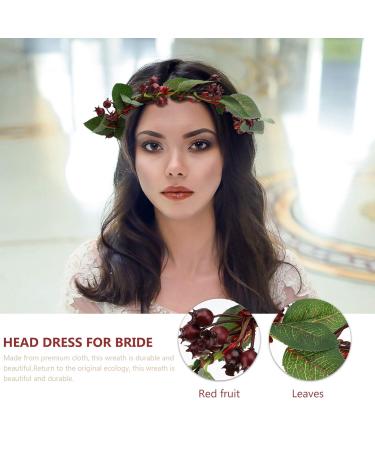 Lurrose Red Floral Crown Headband - Artificial Berry Wreath for Weddings Festivals & Parties - Buy Online on GoSupps.com