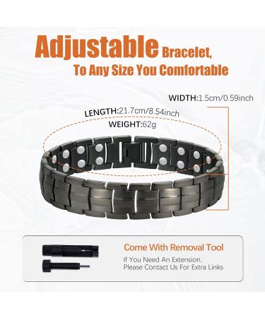 Magnetic Titanium Steel Bracelet for Men with Ultra Strength Magnets | Adjustable Wristband | Removal Tool & Gift Box Included - Buy Online on GoSupps.com