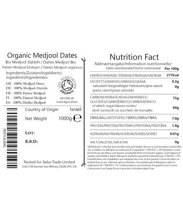 Buy Organic Medjool Dates 2kg - Seba Garden | Premium Quality International Shipping - Buy Online on GoSupps.com