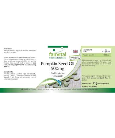 Fairvital | Pumpkin Seed Oil 500mg VEGAN - High Dosed - 120 Licaps - Cold Pressed - Buy Online on GoSupps.com