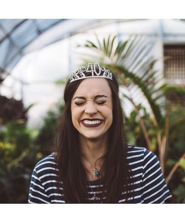 Rhinestone 40th Birthday Tiara - Silver Crystal Crown Headband for Women and Girls - Buy Online on GoSupps.com