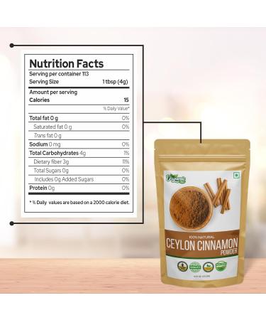Organic Zing Cinnamon Powder | Pure and Organic | No Additives or Preservatives | Dal Cheeni Powder | Natural and Organic | Packed and Produced in India - 115 gm (4 oz) Pack of 1 115 Gram ( 4.05 Ounce Pack of 1 ) - Buy Online on GoSupps.com