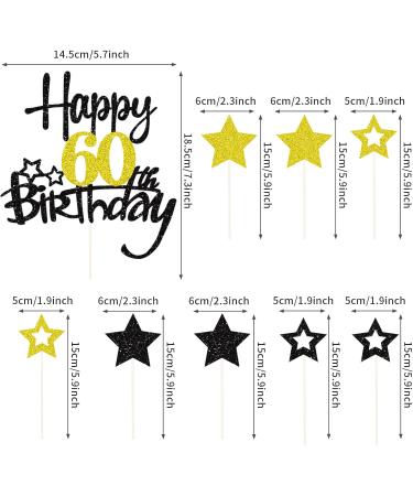 Happy 60th Birthday Cake Topper - Glitzer Tortendeko | 60 Years Cupcake Decoration for Birthday Party - Buy Online on GoSupps.com