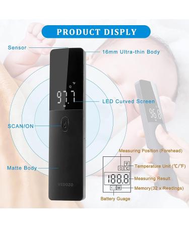 Vedozo Non-Contact Digital Infrared Forehead Thermometer - LED Screen, Accurate Reading, Fever Alarm - for Kids & Adults - Buy Online on GoSupps.com