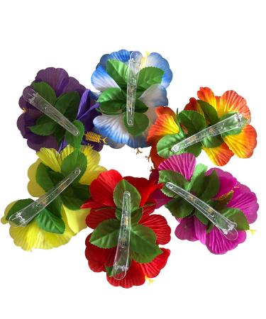 Hibiscus Flower Hair Clips Set - Tropical Luau Floral Barrettes for Women - 12 Pack Handmade Hair Accessories for Wedding, Vacation, Beach Party - Buy Online on GoSupps.com