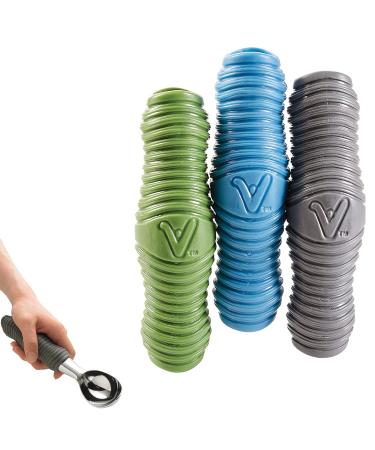 HealthSmart Vivi uGrips Ergonomic Universal Handle Grips for Home, Kitchen, Sporting Equipment, Garden and the Outdoors, Comfortable and Versatile, 3 Grips, Blue, Green, Gray