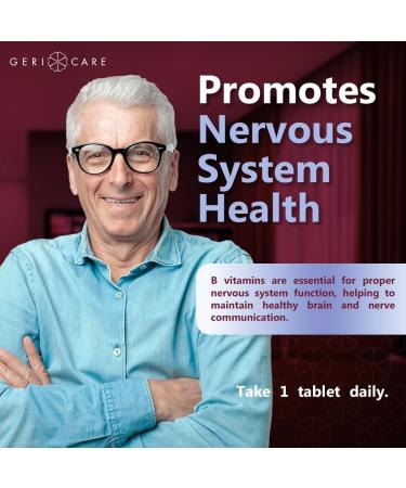 GeriCare Vitamin B-Complex Supplement with Calcium Daily Supplement for Energy Immune Support Bone Health & Nervous System 100 Count (Pack of 1) - Buy Online on GoSupps.com