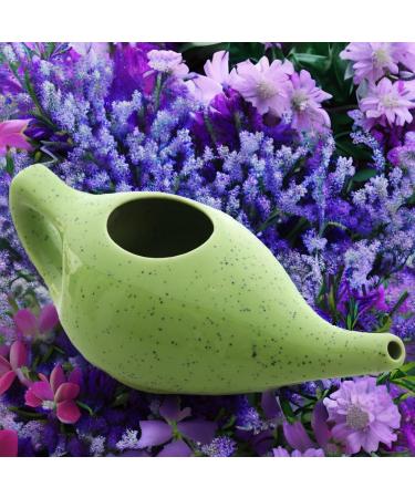 2activelife Ceramic Neti Pot for Nasal Rinse Yoga Jal Neti Pot Sinus & Congestion Relief 225ml Capacity Freckle Green Pattern Durable Leak-Proof Dishwasher Safe - Buy Online on GoSupps.com
