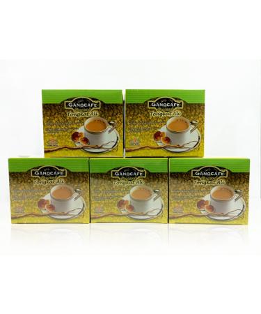 Gano Excel Ginseng Tongkat Ali Coffee 100% Certified Ganoderma Extract Sealed (Pack of 5)
