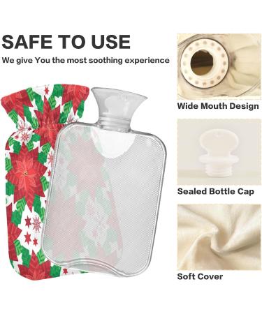 Soft Fleece Poinsettia Hot Water Bottle | 2L for Hot & Cold Compresses - Ideal for Comfort & Relief - Buy Online on GoSupps.com