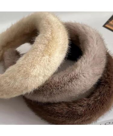 amangul Sweet Headbands Faux Furs Headband Fashion Headband Multipurpose Yoga Sports Spa Wide Brim Hair Hoop for Woman Girls(Beige) - Buy Online on GoSupps.com