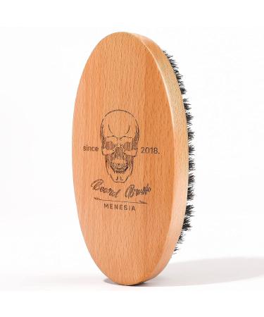 Menesia Small Soft Boar Bristle Beard Brush for Men - Pocket Travel Sized Wooden Mustache Brush (Skull Design) - Buy Online on GoSupps.com