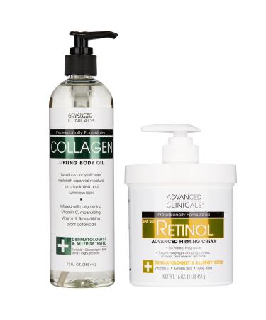 Advanced Clinicals Retinol Anti-Aging Cream + Collagen Hydrating Body Oil Bundle