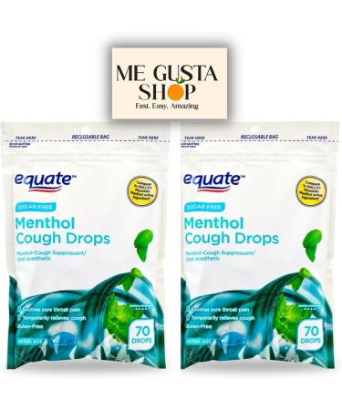 Equate Sugar-Free Menthol Cough Drops 70 Count Pack of 02 140 Total + me Gusta Sticker - Buy Online on GoSupps.com