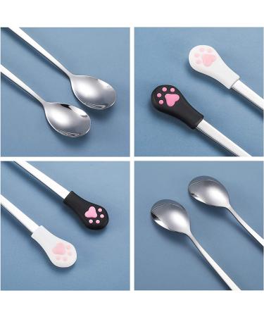 2 Pc Stainless Steel Pet Can Spoons - White & Black Cat Claw Spoon for Dog and Cat Food Cans - Buy Online on GoSupps.com