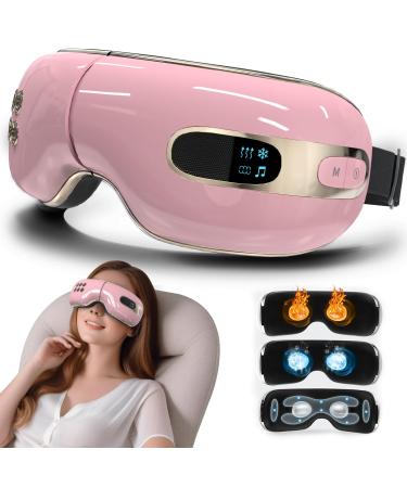 Eye Massager with Heat and Cooling Relax Eye Strain Dry Eyes Music Heated Eye Massager Reduce Dark Circles Eye Bags and Puffiness Eye Mask Massager Improve Sleeping Best Gifts(Pink)