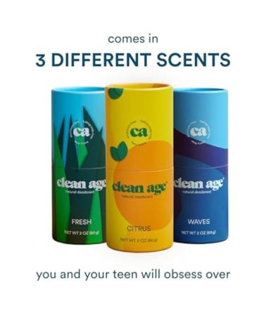 Aluminum Free Deodorant for Kids & Teens - 3 Pack 2 oz - All Natural Paraben Free Citrus Fresh Scents - Buy Online on GoSupps.com
