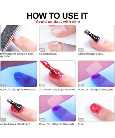 Holographic Glitter Gel Nail Polish - Cat Eye Gel Polish Kit with Magnet - 5 Colors Glitter Phantom Chameleon Magnetic Gel Nail Varnish - Soak Off UV Gel Nail Polish Home DIY Manicure - Buy Online on GoSupps.com