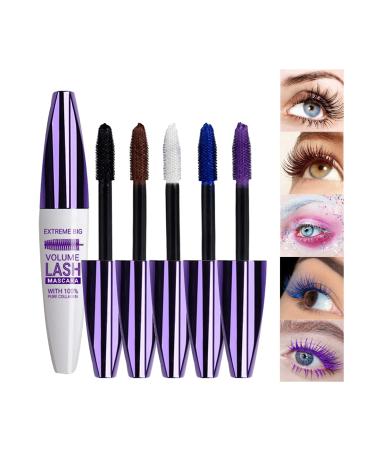 2023 New 5D Silk Fiber Double Brush Mascara Waterproof Smudge Proof Strong Black Long Lasting Curling Thicking Lash Thickening Lengthening Mascara 6ml One Size Black