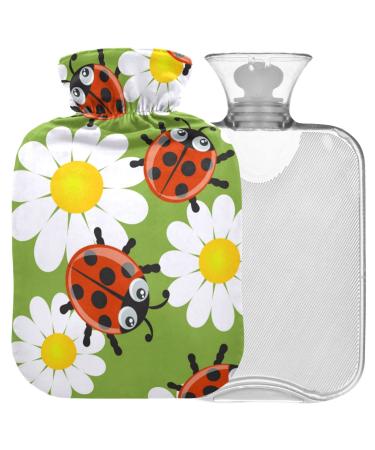 Naanle hot hot water bottle with CARTOON Daisy Mary beetle Transparent hot water bottle 2l large hot hot water bottle for menstrual cramps pain relief handfoot heat and cold therapy