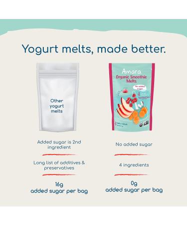 Amara Yogurt Melts Carrot Raspberry | Healthy Snacks for Baby and Toddlers | Gluten Free & Plant Based | Organic Fruit | 6 Pouches - Buy Online on GoSupps.com