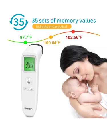 Survl Digital Infrared Forehead Thermometer - Non-Contact for Baby, Kids, & Adults - Instant Reading with Fever Alarm - Buy Online on GoSupps.com