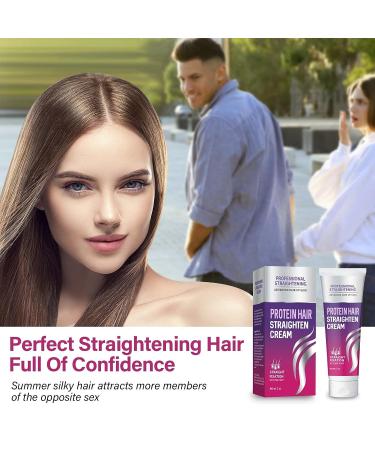 Silk & Gloss Protein Hair Straightening Cream - No-Frizz Formula for All Hair Types | Curly Hair 2023 Upgrade - Buy Online on GoSupps.com