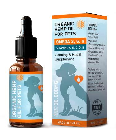 AMZ Evergreen Hemp Oil for Dogs UK | Vet Approved Dog Calming Products | MAX Strength Anxiety Relief for Dogs | Health Supplement for Dogs Cats Pets | Hip & Joint Support for dogs | Omega 3 6 9 30 ml - Buy Online on GoSupps.com