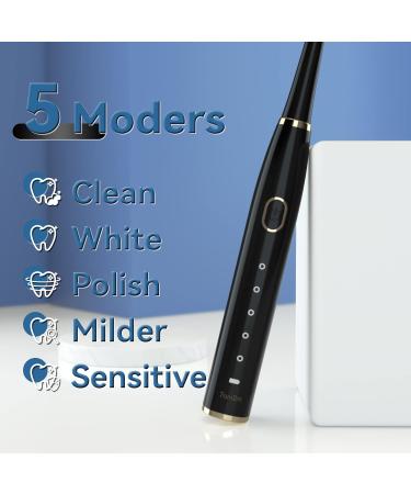 7am2m Sonic Electric Toothbrush for Adults and Kids | Rechargeable with 8 Brush Heads | 5 Modes & Smart Timer | Fast Charge for 75 Days - Black - Buy Online on GoSupps.com