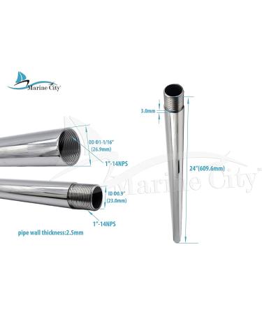 Marine City 304 Grade Stainless Steel Heavy Duty 24 Antenna Base Mount Extension Mast for Boats & Yachts - 1-14 Threads (1 Pack) - Buy Online on GoSupps.com