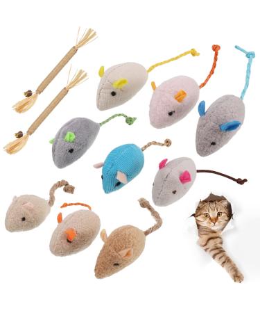 Fanshiontide 11 Pcs Catnip Toys for Cats 9 Pcs Catnip Mouse Toys 2 Pcs Silvervine Cat chew Sticks Catnip Teeth Cleaning Toys Soft Playing Chewing Plush Toy for Indoor Cat Kitten