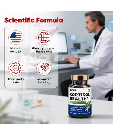 Fidus Premium Cortisol Support for Women Ashwagandha Rhodiola Holy Basil & L-Theanine for Focus Calm & Sleep Non-GMO Vegan 60 Capsules - Buy Online on GoSupps.com