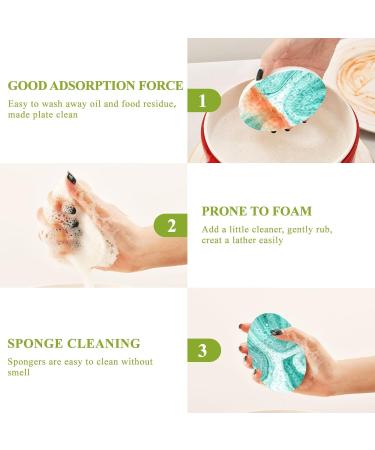 3-Pack Cleaning Kitchen Sponges Oval Green Marble Abstract Background Kitchen Cellulose Dishwashing Wood Pulp Cotton - Buy Online on GoSupps.com