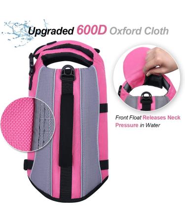 Vivaglory Pink XL Dog Rescue Vest - Removable Front-Wheel Drive Reflective Caps & Extra Upholstery for Swimming & Boating (Chest 78-96cm) - Buy Online on GoSupps.com