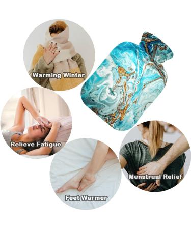NAANLE Blue Ocean Marble Hot Water Bottle with Cover | 2L Heat Bottle for Pain Relief & Warmth - Perfect for Back Hand Foot & Neck Therapy - Buy Online on GoSupps.com