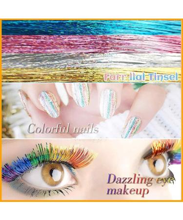 Hair Extensions 5 Colors 1000 Strads Holographic Sparkle Shiny Hair Tinsel Glitter Resistant Tinsel Hair Accessories for Girls Decoration 120cm (Gold Silver Green Pink Blue) - Buy Online on GoSupps.com