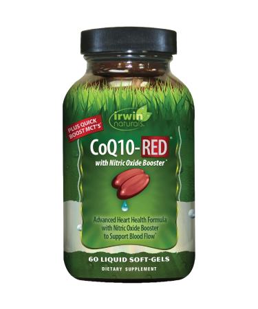 Irwin Naturals CoQ10-RED with Nitric Oxide Booster & MCTs 60 Liquid Soft-Gels Heart & Energy Support